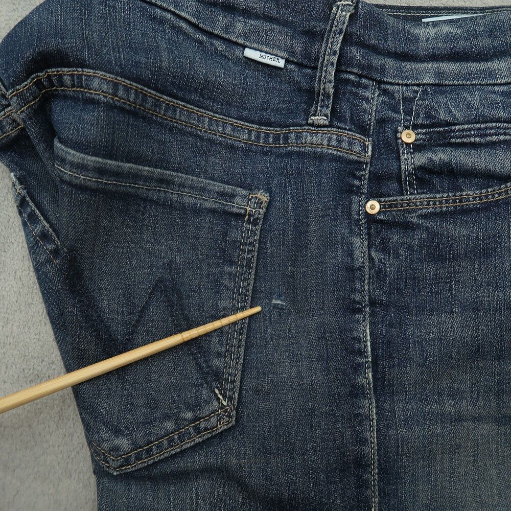 Mother Jeans Womens Size 27 Blue High Waisted Looker Ankle Fray Dark-Stone Wash - Picture 2 of 16